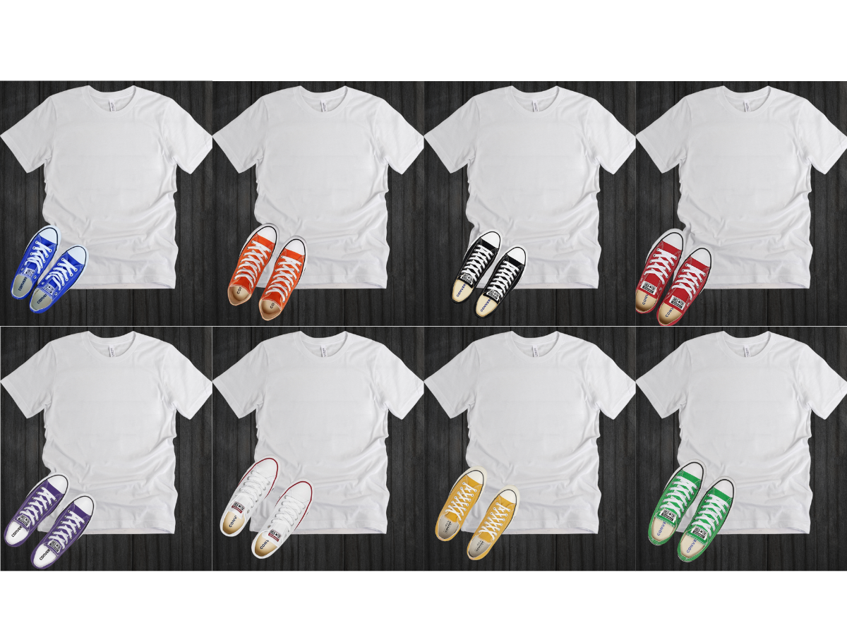 White T-shirt & Converse Mock-up (Editable)