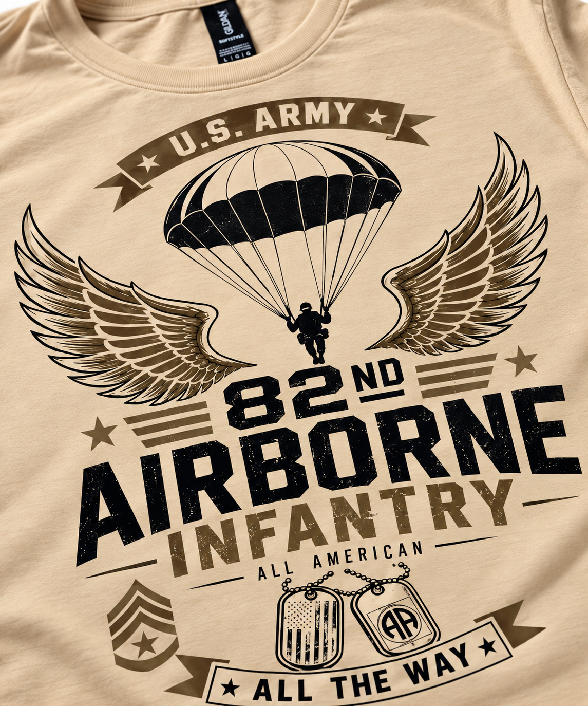 Close-up of custom DTF T-shirt full color print quality