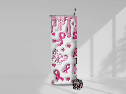 3D Puff Breast Cancer Tumbler