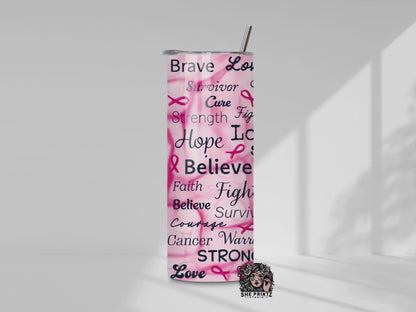 3D Puff Breast Cancer Tumbler